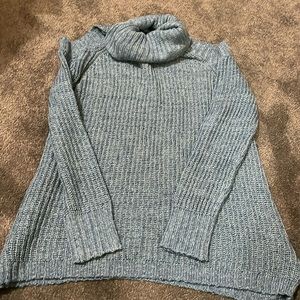 Blue turtle neck open shoulder